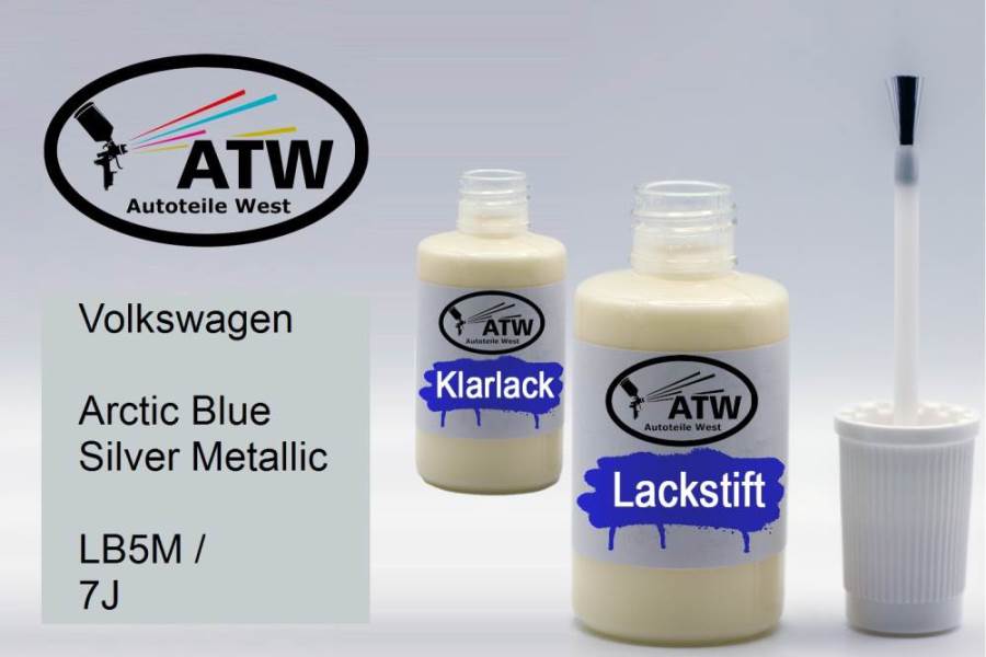 Volkswagen, Arctic Blue Silver Metallic, LB5M / 7J: 20ml Lackstift + 20ml Klarlack - Set, von ATW Autoteile West.